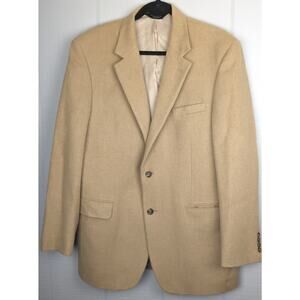Jos A Bank 42L Sport Coat Blazer 100% Camel Hair Tan Two Button Lined Vented